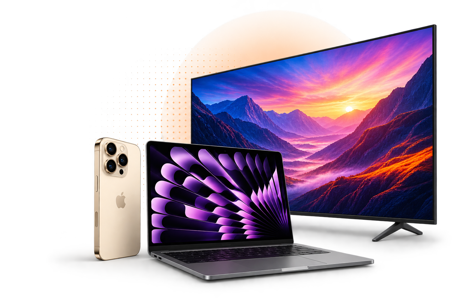 Celular, notebook e TV